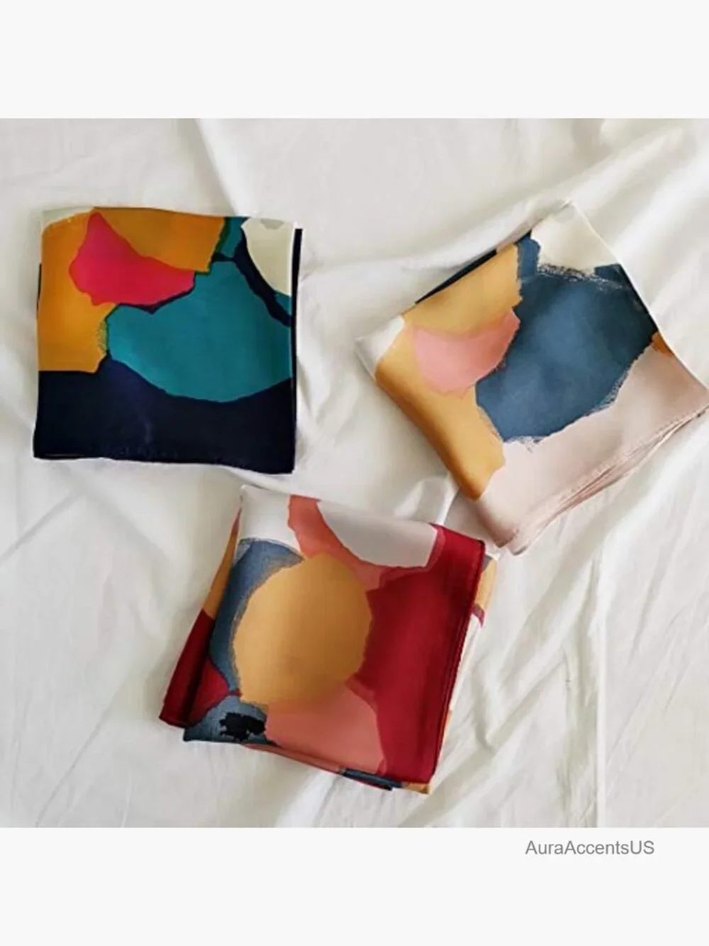 Silk Feeling Satin Scarf 27.5x27.5 Square Head Scarf for Women